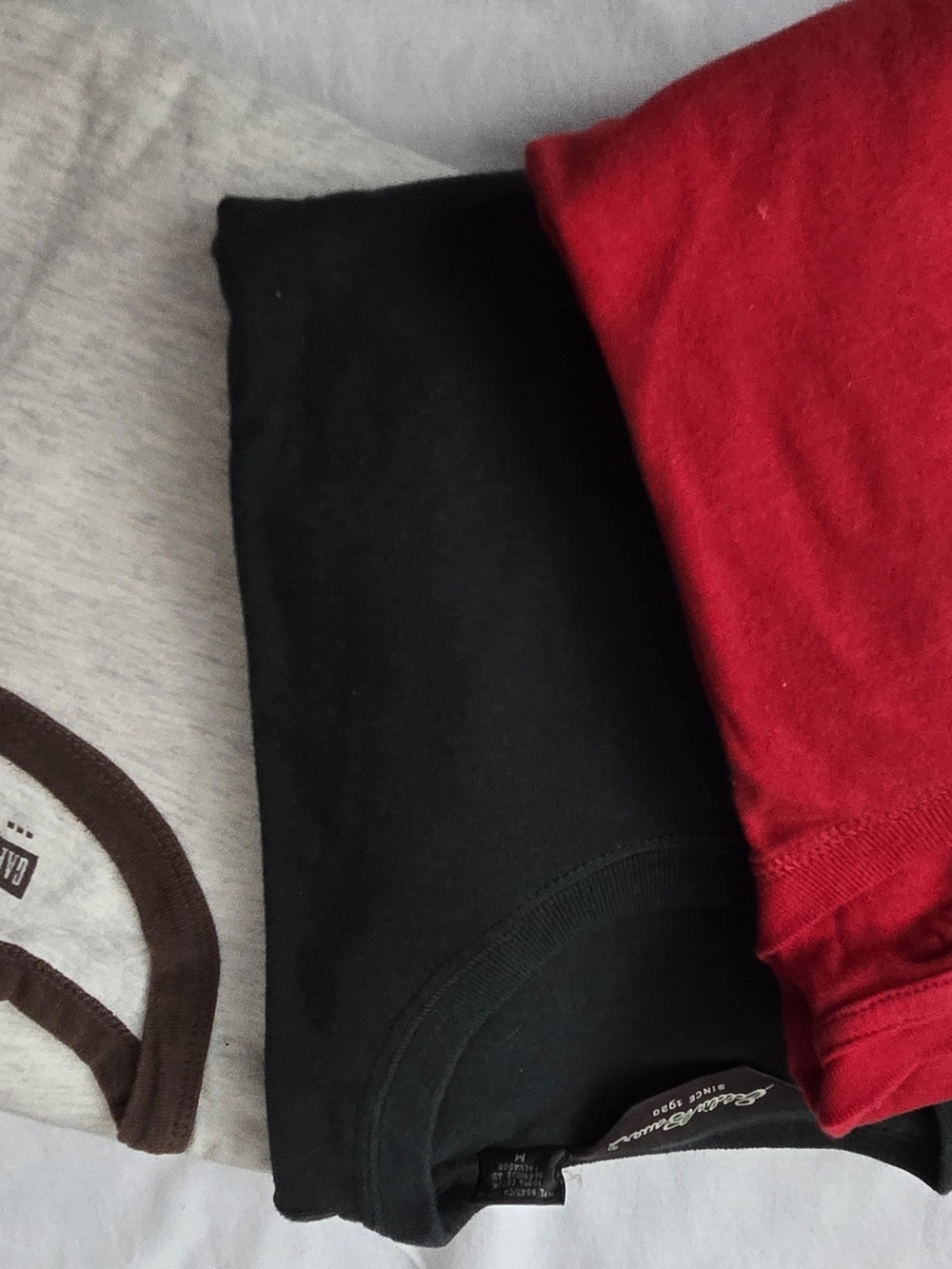 3-Pack Crew Neck Tees - Red, Black, Brown Trimmed Neck